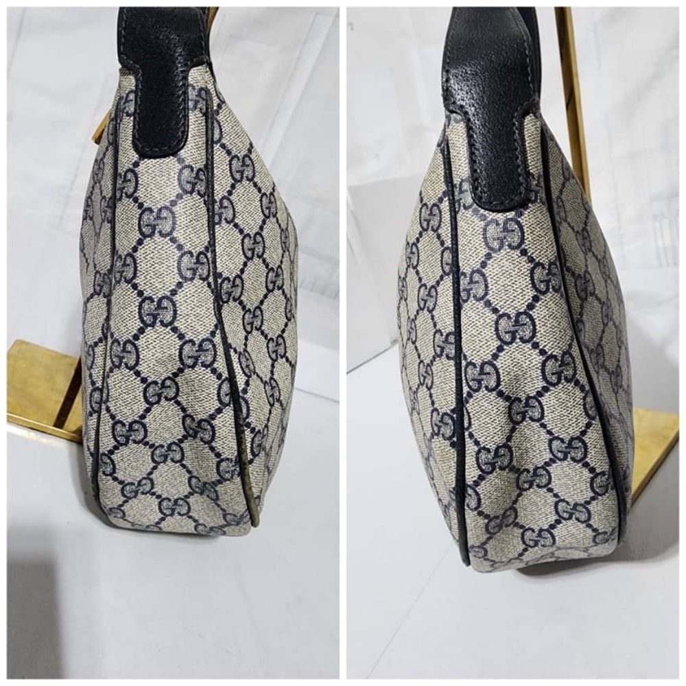 Authentic GUCCI Vintage GG Supreme Canvas Shoulder/Crossbody Bag Beige/Black - Picture 10 of 13